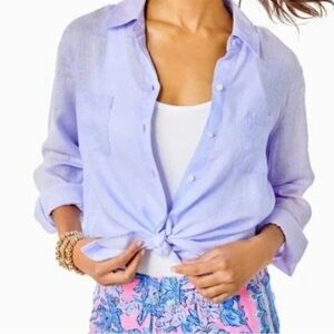 NWT Lilly Pulitzer Sea View Button Down in Pearly Purple